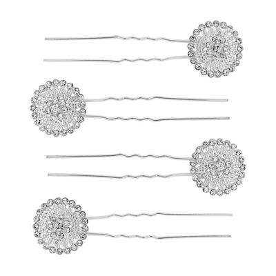 Designer silver filigree hair pin set